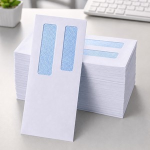 Custom Printed Wallet Business Envelopes with Peel and Seal Self Adhesive Single or Double <b>Window</b> Security Features - Product Image 5