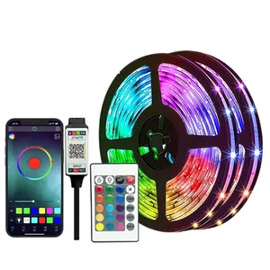 TV đèn nền 5050 RGB 5V linh hoạt Kit USB LED Strip 24 key IR điều khiển từ xa và Bluetooth App âm nhạc Sync 5m LED Strip ánh sáng