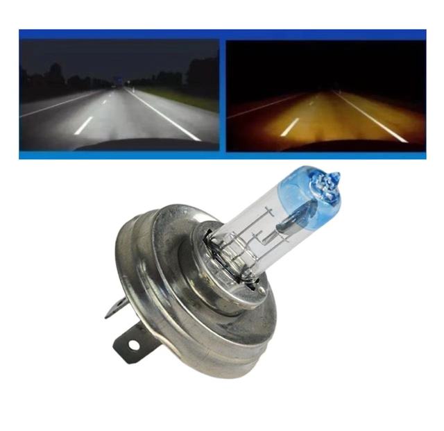 H4 12V 100/90W P43T Auto Light System Halogen Bulb, With Blue Coating Quartz Glass, Stainless Base
