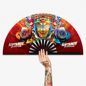 Diseño personalizado Rave gran bambú pintado flor portátil plegable ventilador de tela de mano para eventos y campañas - Product Image 1