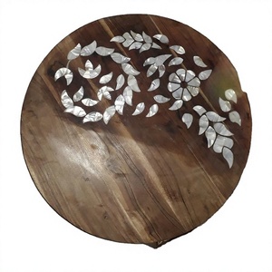 Decorative Wooden Top Mother of Pearl Inlay Modern Stool <b>Table</b> Iron Stand Customizable Living Room Furniture 2026 Hot Selling - Product Image 1