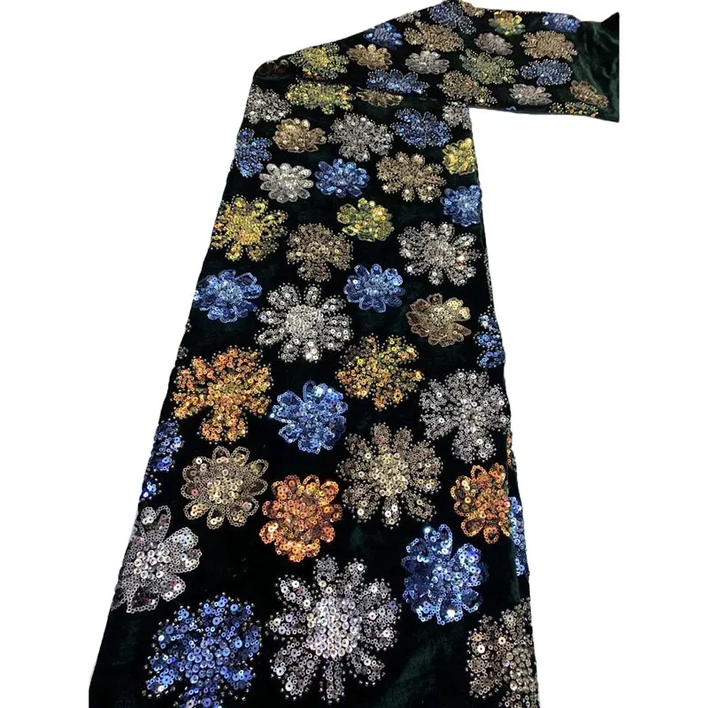 फैंसी गर्म मखमल डिजाइन lisami chowleedee पर beaned सेक्विन कढ़ाई फीता कपड़े के लिए यूरोपीय पोशाक शैली CL64546