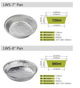 7-9 Inch Heavy-Duty Disposable Round <strong>Aluminum</strong> Pans Fast Food Take Out Pans <strong>Aluminum</strong> <strong>Container</strong> with Lid for Air Fryer and Cooking - Product Image 4