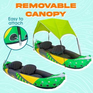 Kayak inflable de PVC para 2 personas de 320 <span class=keywords><strong>CM</strong></span> con toldo de sol desmontable exclusivo Color verde para adultos Deportes acuáticos al aire libre - Product Image 4