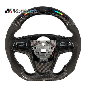 พวงมาลัยคาร์บอนไฟเบอร์แท้แบบกำหนดเองสำหรับ Cadillac ELR CTS ATS-V Coupe ปี 2013-2019 พร้อมจอแสดงผล LED อัจฉริยะ อัพเกรดภายใน - Product Image 1
