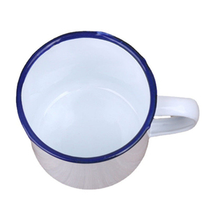 Tasses à café de camping en métal émaillé blanc bon marché petites tasses de feu de camp portables classiques en métal tasses <span class=keywords><strong>vintage</strong></span> en vrac avec poignée - Product Image 4