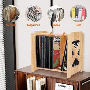 Portatradischi in legno impilabile da 80 ~ 100 LP portaoggetti per Album da 80 a LP riviste di CD classici libri cubo cremagliera cassetti organizer - Product Image 3