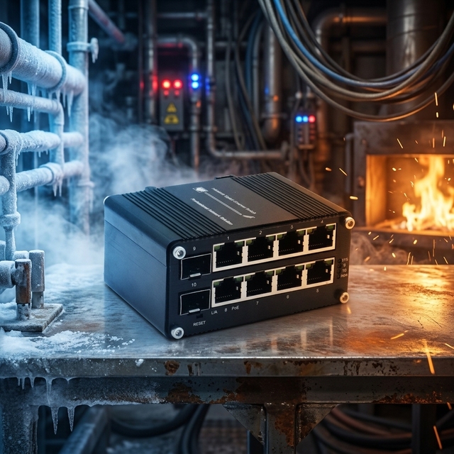 Industrial Managed 8 PoE Ports Wall Mount Switch with 2 Gigabit Uplink QoS Function All Ports PoE Compatible for Wireless AP