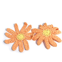 Appliques florales au crochet faites à la main, patchs de fleurs en raphia tressé pour l'artisanat et la décoration, projets DIY