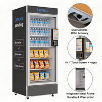 Máquina Expendedora Inteligente LERKE con Pantalla Publicitaria de 21 Pulgadas para Alimentos y Bebidas, Frutas, Microexpendedora Inteligente con Lector de Tarjetas