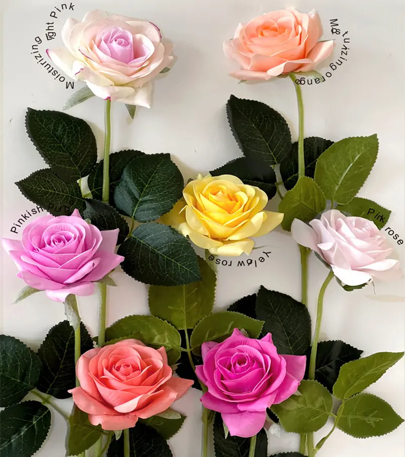 DREA bunga buatan pelembab bunga palsu Diana bunga mawar batang tunggal bunga sutra sentuhan asli untuk dekorasi rumah pernikahan