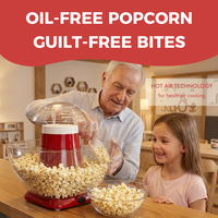 Appareil à popcorn à air chaud sans huile 1040W avec cuillère à beurre, 27,1x27,1x27,6cm