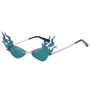 <strong>Fashion</strong> Luxury Trending New <strong>Design</strong> Fire Wave Flame Rimless Sun <strong>Glasses</strong> Wide Side <strong>Party</strong> Women Men Sunglasses - Product Image 4