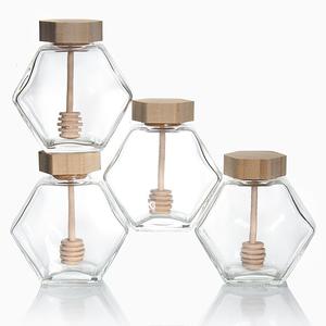 Pot De <span class=keywords><strong>Miel</strong></span> En Verre Vide De 250g <span class=keywords><strong>500g</strong></span> Hexagone De Qualité Alimentaire Pot De <span class=keywords><strong>Miel</strong></span> Avec Couvercle En Bambou Louche En Bois Pour Le Stockage De Ruche De Sirop De <span class=keywords><strong>Miel</strong></span> - Product Image 2
