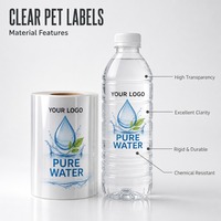 Étiquettes personnalisées transparentes en PET pour bouteilles, autocollants adhésifs pour l'emballage d'eau minérale et de boissons