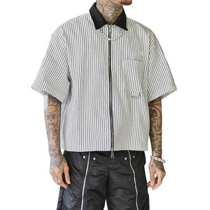 Camicia squadrata Oversize Casual da uomo con cerniera elegante <span class=keywords><strong>tessuto</strong></span> a maniche corte traspirante a maniche corte <span class=keywords><strong>per</strong></span> l'estate - Product Image 1