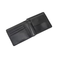 Dompet Kulit Asli Minimalis 2-Lipat Anti RFID Laris Manis dengan Lapisan Poliester, Slot Kartu Kredit Pendek Terbuka Portabel