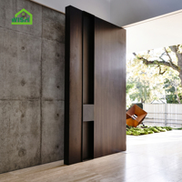Portes battantes extérieures en bois résidentielles avec serrure intelligente à empreinte digitale et mot de passe, porte d'entrée pivotante en bois sécurisée