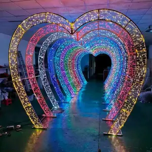 Motif Lights Arch Street Lighting IP65 Rated Heart-Shaped Tunnel Light Outdoor Commercial Large Christmas Decoration Landscape