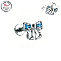 Freya Fashion Zircon Butterfly Earrings Labret Studs G23 Titanium Piercing Jewelry Tragus Snug Designer Earrings for Girls Gift