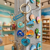 Porte-clés en métal en forme de cœur coloré, émail personnalisé, souvenirs des Maldives, vente en gros