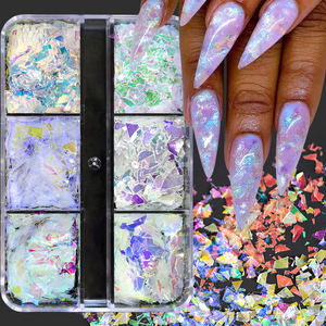 12/6 Lưới Vàng Nail Foil Giấy Sáng Bóng Nàng Tiên Cá Kẹo <span class=keywords><strong>Sequin</strong></span> Holographic Không Thường Xuyên 3D DIY Làm Móng Tay Phụ Kiện Hot Bán Với Nghệ Thuật - Product Image 6