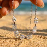 Nouveau design été 2026 – Collier pendentif en argent sterling 925 de luxe avec 3ex multiples diamants en forme de cœur et moissanite 1 carat