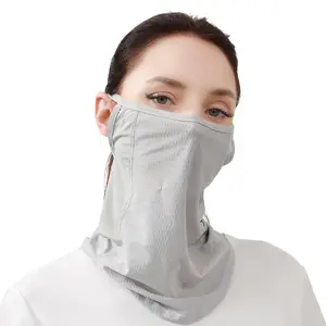 Customized Cooling Ice Silk Breathable Neck Gaiter Face Cover Bandana Mask With Ear Loops For Summer