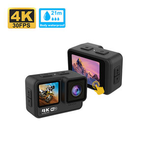 Fábrica profesional 4K 30fps Vlog Grabación de video Cámara redonda 2,0 "Pantalla <span class=keywords><strong>dual</strong></span> 21m Cuerpo Impermeable Ciclismo Deporte Cámara de acción - Product Image 1