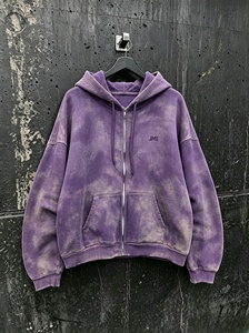 JME <b>Tie</b>-<b>Dye</b> Zip-Up Hoodie Men's Regular Sleeve FRENCH TERRY Cotton Autumn Knitted Hooded <b>Sweatshirt</b> Gradient Color - Product Image 1
