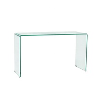 Table console design moderne, meuble italien, en verre coudé, 12mm, pour hôtel
