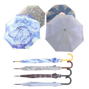 Customized <b>Large</b> Golf Umbrella Manual Control Reflective Windproof Promotional Branded Metal <b>Frame</b> Straight Wooden Handle - Product Image 5