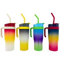 Lot de 3 bouteilles d'eau en plastique dégradé écologiques de 1800 ml, 800 ml et 280 ml – Gobelets portables givrés pour voiture