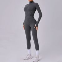 Combinaison de sport et de yoga pour femme, en maille double face, extensible dans quatre directions, écologique, avec taille élastique ajustée et ouvertures pour les doigts