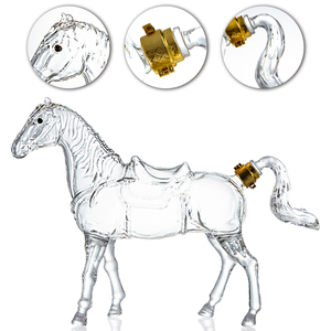 Bouteille d'art en verre vide en forme de cheval, 1L, pour le whisky, la vodka et la tequila, thème du zodiaque chinois 2026 - Product Image 3