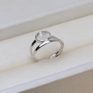 Anillo de Plata S925 para DIY con Perlas, Anillo Abierto de 8mm para Mujer, Soporte para Anillo de Jade, Sin Aguja, Anillos Elegantes y a la Moda para Mujer - Product Image 4