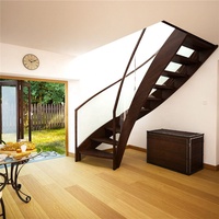 Coût de l'escalier incurvé avec la main courante en bois Main courante ronde en bois massif