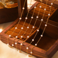 Ensemble collier et bracelet en acier inoxydable doré avec perles, chaîne délicate, fermoir mousqueton, bijoux minimalistes pour femmes, vente en gros, personnalisation OEM