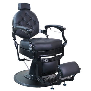Jincheng Vente en gros Chaise de barbier professionnelle pour hommes entièrement noire Chaise de salon de <span class=keywords><strong>coiffure</strong></span> Belmont à cadre rétro - Product Image 6