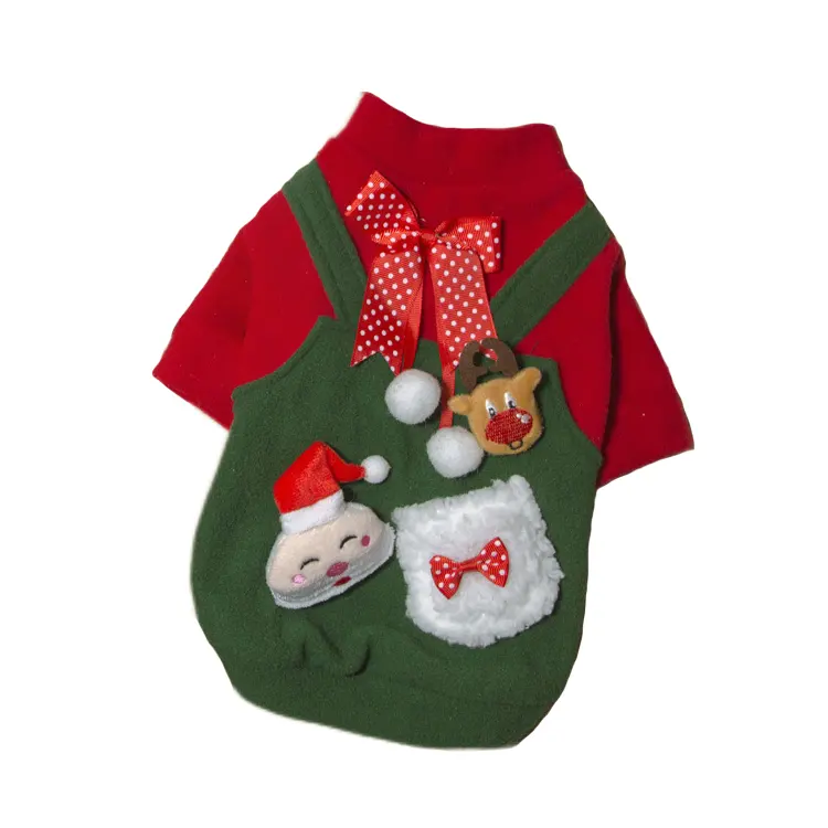 Pet Clothing Co., LTD. Autumn Winter 2022 Teddy dog and cat clothes with thick and cashmere hoodie Christmas set