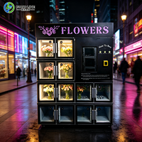 Vitrine d'exposition visible pour distributeur automatique de fleurs destinée aux centres culturels urbains