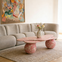 Table basse en fibre de verre rose, table d'appoint, forme de nuage créative, motif de pierre, tables centrales en métal, meubles d'art de salon