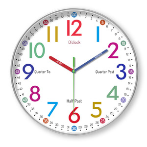 <span class=keywords><strong>Horloge</strong></span> <span class=keywords><strong>murale</strong></span> mécanique silencieuse de 10 pouces pour la gestion du temps des enfants, design moderne, dessin animé, pour salon, calendrier intégré - Product Image 2