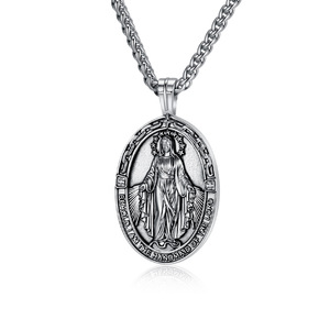 Collar de la Virgen María para hombre, colgante temático de aleación de zinc, cadena estilo hip hop urbano, cadena protectora para suéter - Product Image 1