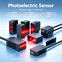 Sensor Óptico Normalmente Abierto PNP IP67 12-24V DC, Sensor Fotoeléctrico de Reflexión Difusa de 5-100mm con Certificación CE RoHS