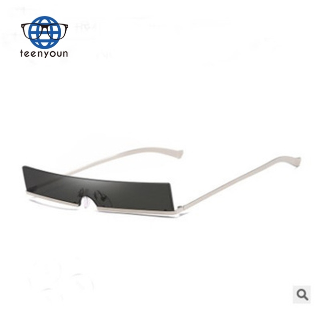Teenyoun Vintage Rectangle Sunglasses Men Women Luxury Metal Small Sun Glasses Retro Clear Red Yellow Pink Half Frame Eyewear