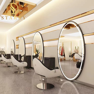 Set di Arredamento Moderno <span class=keywords><strong>per</strong></span> <span class=keywords><strong>Salone</strong></span> di Bellezza in Offerta, Specchi Ovali con Illuminazione LED <span class=keywords><strong>per</strong></span> Uso Commerciale - Product Image 5