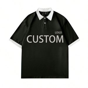 Polo Homme Oversize à Manches Courtes en Coton Lourd de Haute Qualité avec Col Contrastant et Impression de Logo – Vente en Gros Personnalisée - Product Image 1