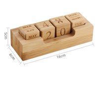 Calendrier de bureau en bois à blocs rabattables et calendrier de table en bois perpétuel, affichage de la semaine, du mois et de la date, décoration pour la maison et le bureau