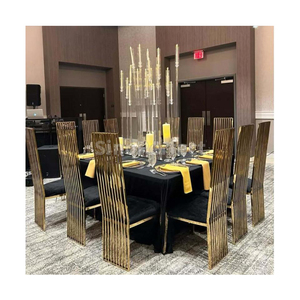 Chaises de banquet empilables en acier inoxydable de style moderne, en cuir, pour les fêtes, les mariages, les hôtels, la décoration et les mariages, chaises de salle à manger - Product Image 1